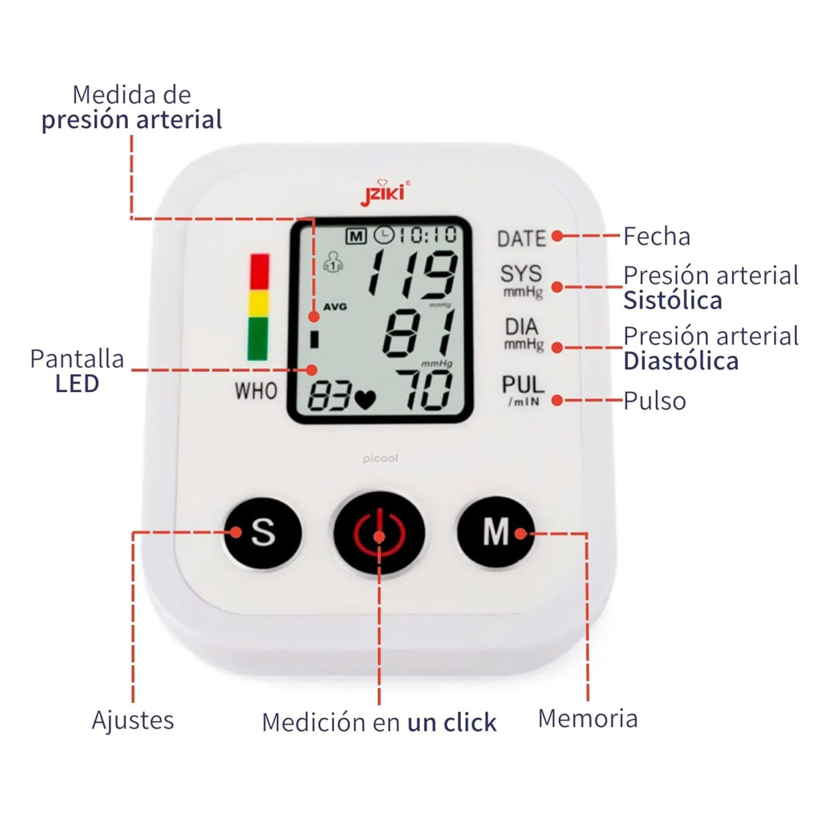 Tensiómetro de Brazo Pantalla LED